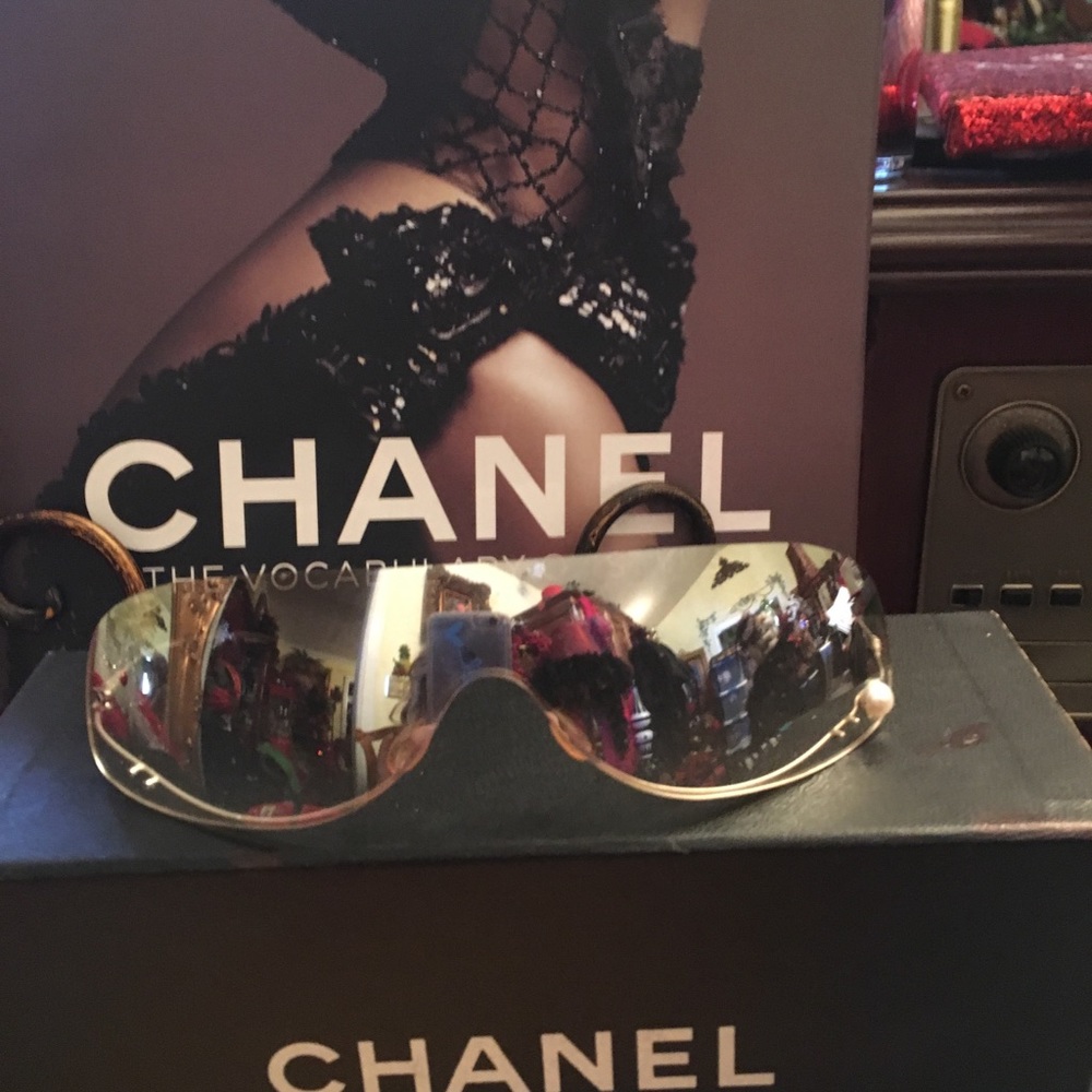 Chanel Rimless Pearl Mirrored Sunglasses